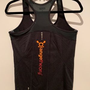 Orangetheory tank. Mesh detail & logo on back. Size S. Dark gray.